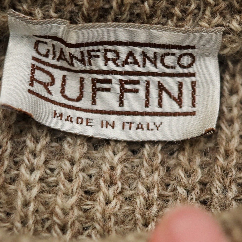 Vintage Gianfranco Ruffini Italy 3D Knit Grandpa Sweater Pattern Men's L 26Lx21W - Picture 7 of 9